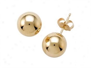 14k Yellow Gold 6mm Globe Earrings