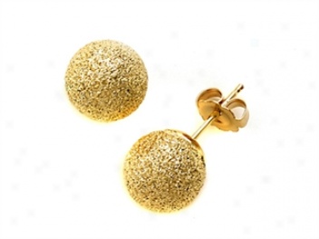 14k Yellow Gold 8mm Laser Cross Ball Earrings