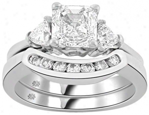 1.82 Carat Asscher Cut Diamond 14kt White Gold Engagement Ring